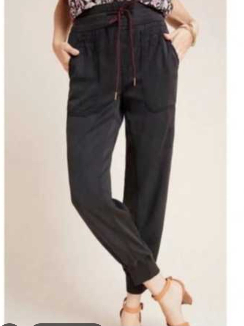 Anthropologie Black Drawstring Jogger Pants